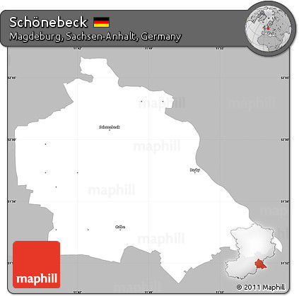 Gray Simple Map of Schönebeck, single color outside