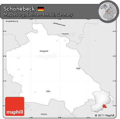 Silver Style Simple Map of Schönebeck