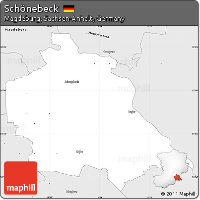 Silver Style Simple Map of Schönebeck