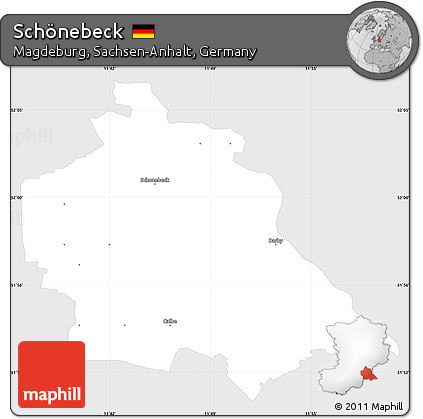 Silver Style Simple Map of Schönebeck, single color outside