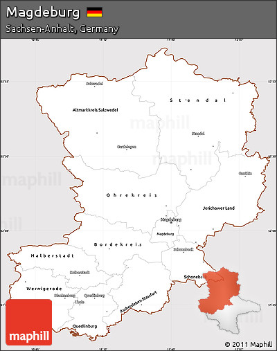 Classic Style Simple Map of Magdeburg, cropped outside