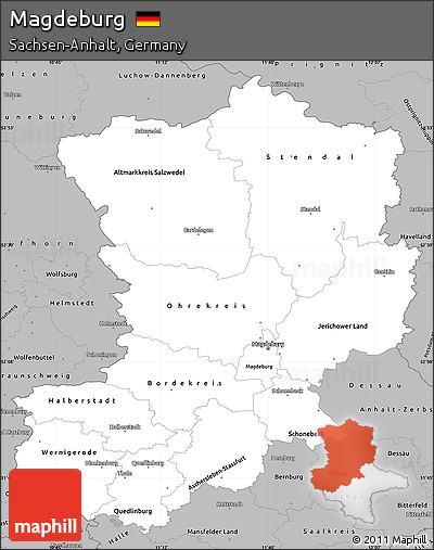 Gray Simple Map of Magdeburg