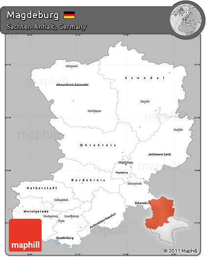 Gray Simple Map of Magdeburg, single color outside