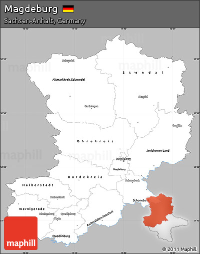 Gray Simple Map of Magdeburg, single color outside