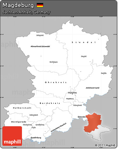 Gray Simple Map of Magdeburg, single color outside