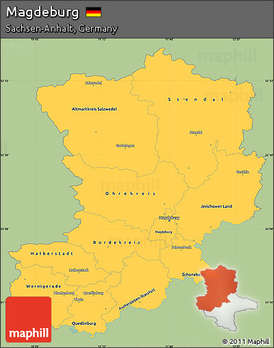 Savanna Style Simple Map of Magdeburg, single color outside