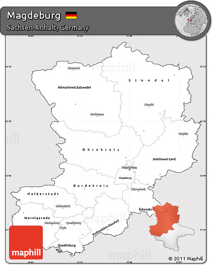 Silver Style Simple Map of Magdeburg, cropped outside