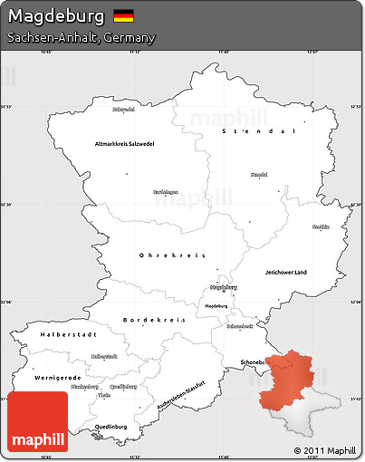Silver Style Simple Map of Magdeburg, cropped outside