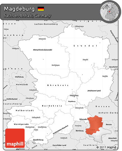 Silver Style Simple Map of Magdeburg