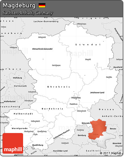 Silver Style Simple Map of Magdeburg