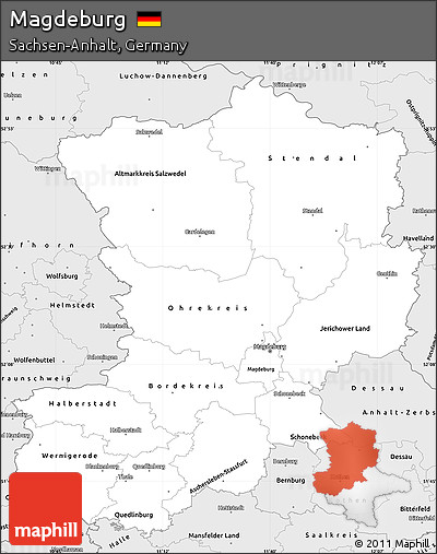Silver Style Simple Map of Magdeburg