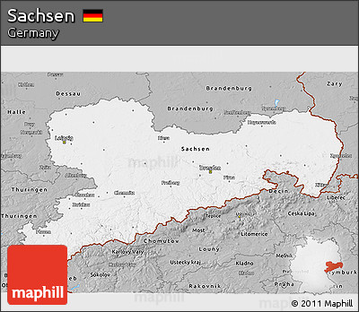 Gray 3D Map of Sachsen