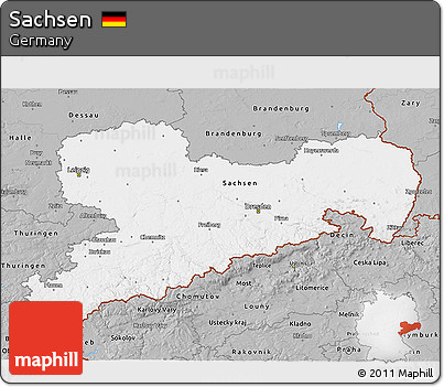 Gray 3D Map of Sachsen