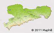 Physical 3D Map of Sachsen, cropped outside