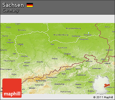 Physical 3D Map of Sachsen