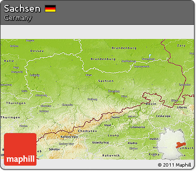 Physical 3D Map of Sachsen
