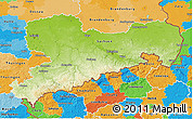 Physical 3D Map of Sachsen, political outside