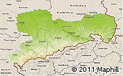 Physical 3D Map of Sachsen, shaded relief outside