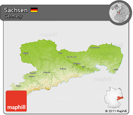 Physical 3D Map of Sachsen, single color outside