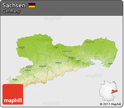 Physical 3D Map of Sachsen, single color outside