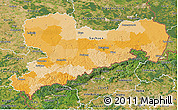 Political 3D Map of Sachsen, satellite outside