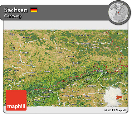 Satellite 3D Map of Sachsen