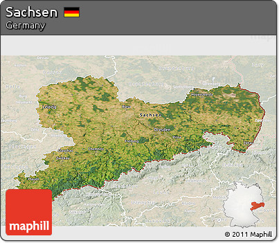 Satellite 3D Map of Sachsen, lighten