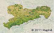 Satellite 3D Map of Sachsen, lighten