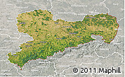 Satellite 3D Map of Sachsen, lighten, semi-desaturated