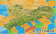 Satellite 3D Map of Sachsen, political outside