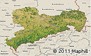 Satellite 3D Map of Sachsen, shaded relief outside