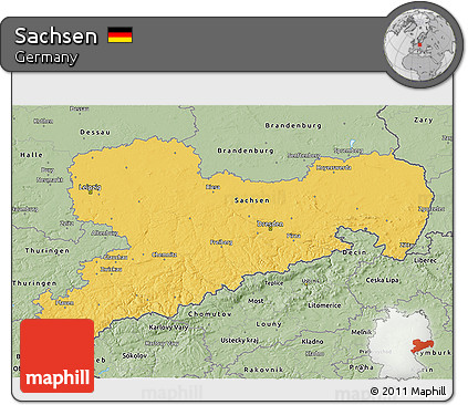Savanna Style 3D Map of Sachsen