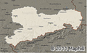Shaded Relief 3D Map of Sachsen, darken