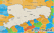 Shaded Relief 3D Map of Sachsen, political outside