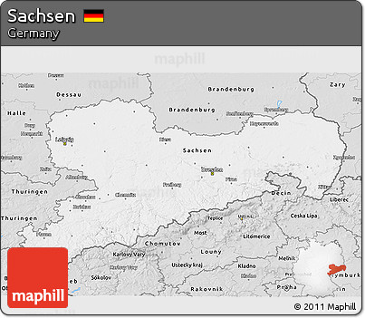 Silver Style 3D Map of Sachsen