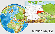 Physical Location Map of Sachsen, highlighted country