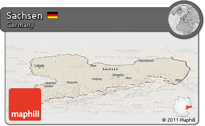 Shaded Relief Panoramic Map of Sachsen, lighten