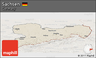 Shaded Relief Panoramic Map of Sachsen, lighten