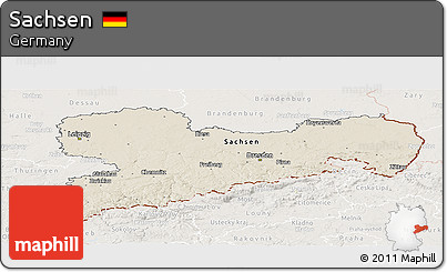 Shaded Relief Panoramic Map of Sachsen, lighten