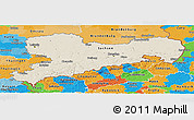 Shaded Relief Panoramic Map of Sachsen, political outside