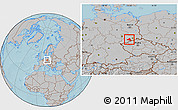 Gray Location Map of Freiberg, hill shading