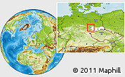 Physical Location Map of Leipzig, highlighted parent region