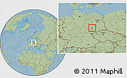 Savanna Style Location Map of Leipzig, hill shading