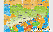 Physical Map of Sachsen, political shades outside