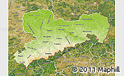 Physical Map of Sachsen, satellite outside
