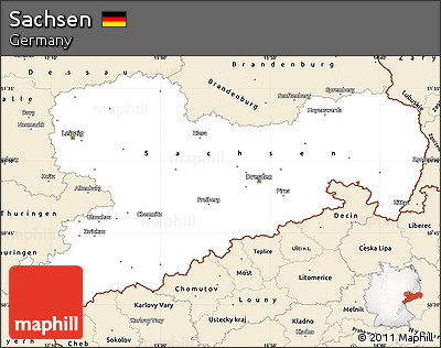 Classic Style Simple Map of Sachsen