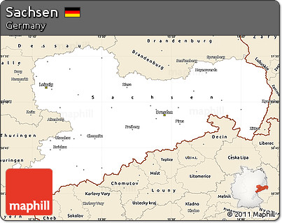 Classic Style Simple Map of Sachsen