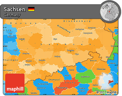 Political Simple Map of Sachsen