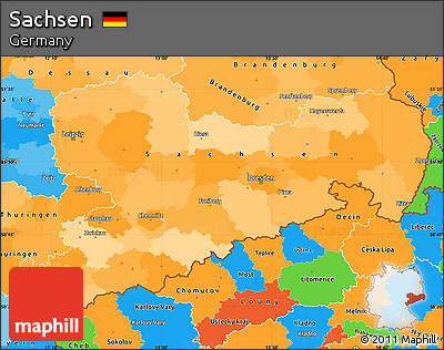 Political Simple Map of Sachsen