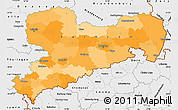 Political Simple Map of Sachsen, single color outside, borders and labels